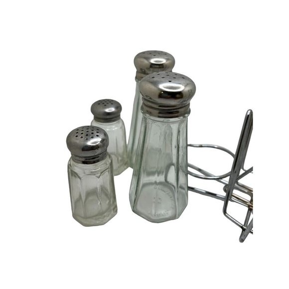 Vintage Diner Condiment Caddy & Salt & Pepper 4 Bottles - Picture 8 of 9
